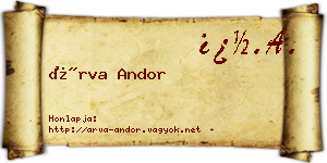 Árva Andor névjegykártya