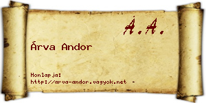 Árva Andor névjegykártya
