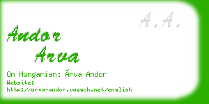 andor arva business card